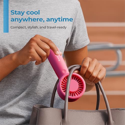Image of Lifelong Hand Fan | Portable Rechargeable Fan with 2000mAh Battery, 5 Speed Settings, Type-C Charging, Powerful Cooling, Start with Long Press, Non-Slip Base, Hanging Hook, Travel Friendly Design