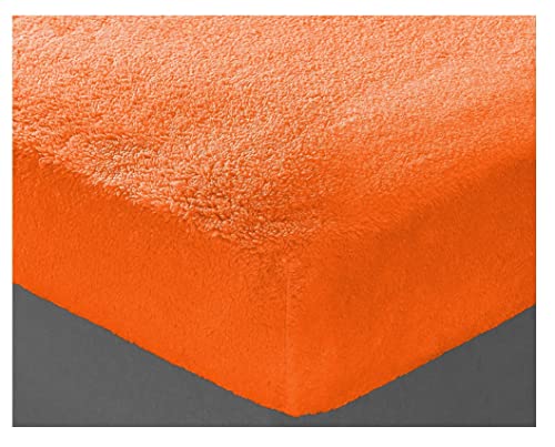 Glamptex Deep 30CM Teddy Bear Fur Sherpa Fleece Fitted Sheet, Single Double King Super (Orange, Double)