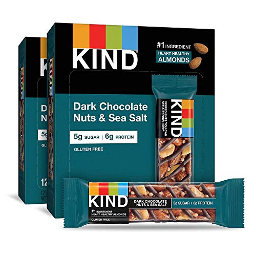 KIND Bars, Dark Chocolate Nuts & Sea Salt, Gluten Free, Low Sugar, 1.4oz, 12 Count, 1 Pack