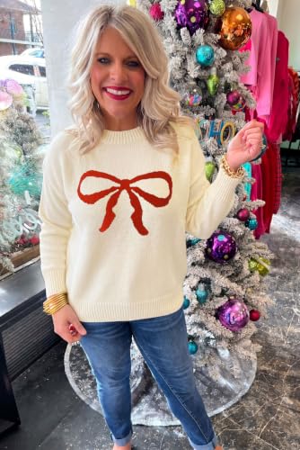 Image of LEMAFER Women 2026 Merry Christmas Round Neck Sequin Letters Sweater Casual Solid Slogan Long Sleeve Pullover Sweatshirt Tops
