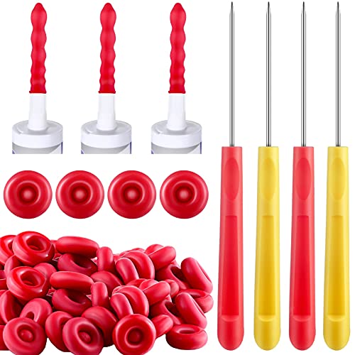 Aliceset 30 Pieces Caulk Cap and 4 Pieces Piercing Tool Needle Cone Plastic Handle, Caulk Tube Sealer Caps Caulk Saver Caps Caulk Tip Covers for Glass Cement Sealing Preserving Open Caulking Tube