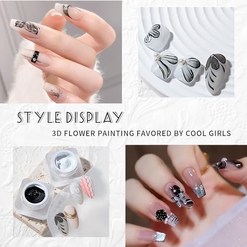Gel para Uñas con Efecto Espejo Metálico Negro y Blanco miniatura 2