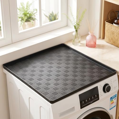 60 x 60cm Washer and Dryer Cover, Non-Slip Multifunction Washing Machine Top Protector Mat with Raised EdgeFridge Protector Mat, for Washers,Refrigerator,Home Kitchen Laundry Room