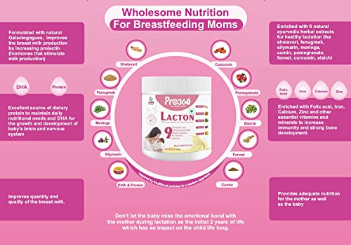 Pro360 Lacton for Breastfeeding and Lactating Mothers Milk Supplement Powder - Lactation Support Booster with Herbal Extracts - Helps to Increase... - Image 3