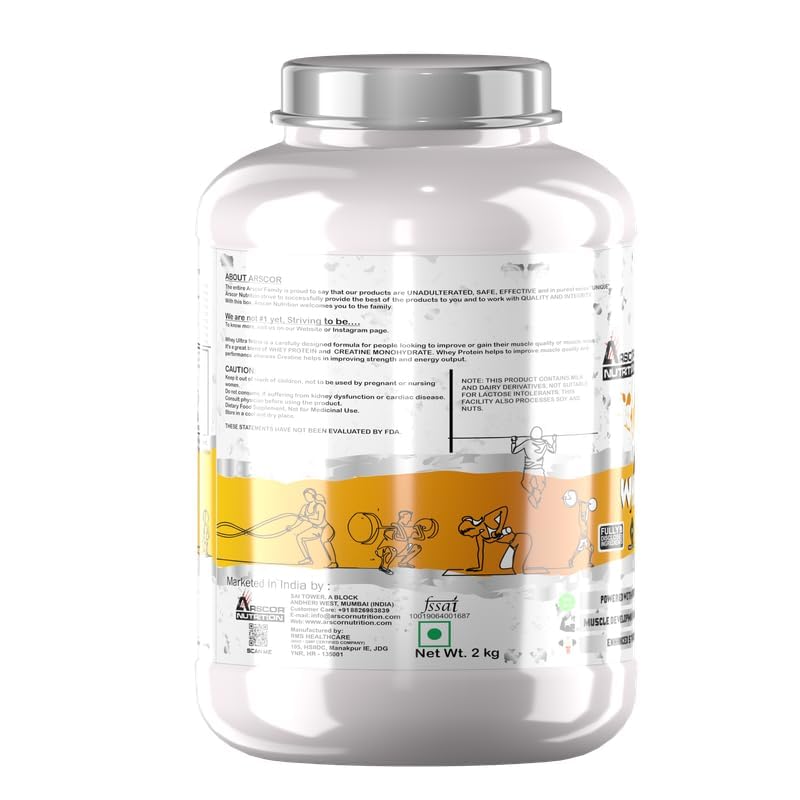 Image of Whey Ultra Nitrox | 24g Whey Protein + 2g Creatine Monohydrate | Lean Muscle, Strength & Recovery | No Sugar, Low Fat | Post Workout Protein Supplement (2 kg, Strawberry Banana)