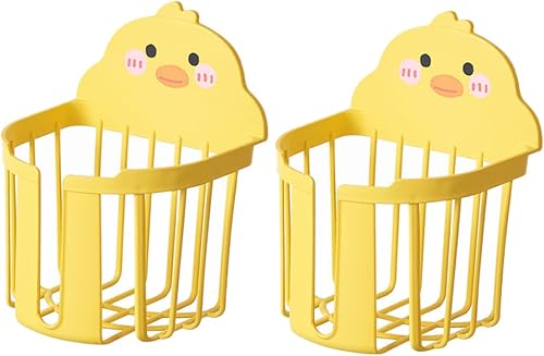 Uonlytech Soporte para toallas de papel amarillo, 2 piezas, soporte de papel higiénico, estante de pañuelos para baño, soporte para pañuelos montado