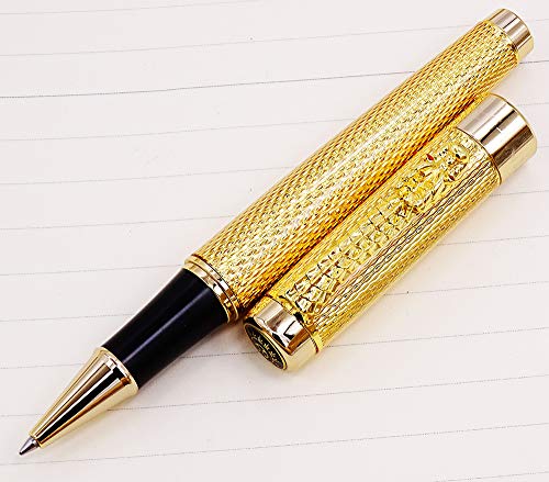 Shiny Golden Dragon Nip 0.7Mm Nib Black Rollerball Pen #TOP3