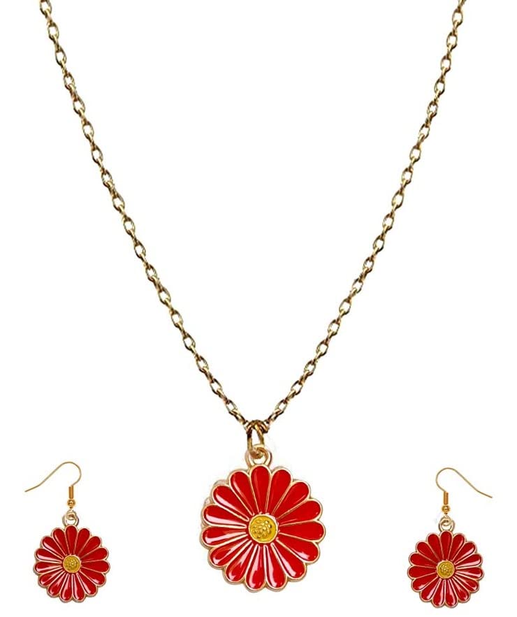 ANNACREATIONS Golden Chain Plated Black Daisy Pendant Necklace With Earrings for Women and Girls (STYLE 6) (B09ZTZBYQK) Amazon Price History, Amazon Price Tracker