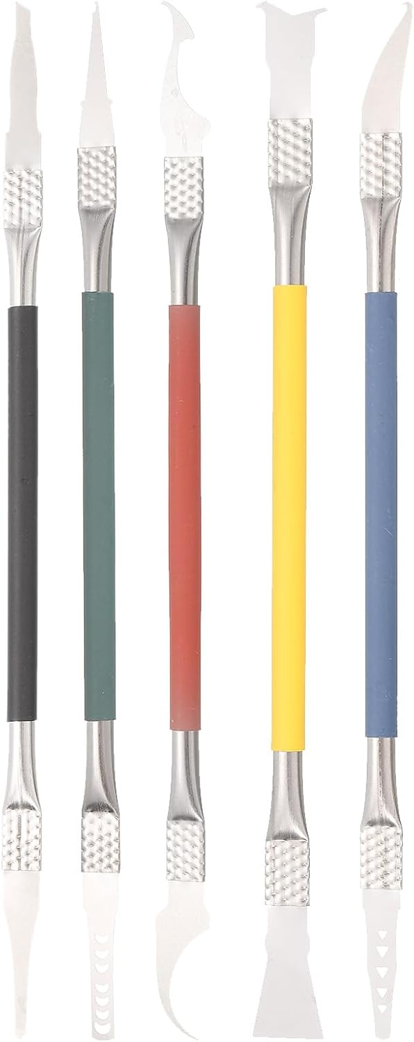 MECCANIXITY 5pcs Dual Ends Metal Spudger Set Professional Crowbars Pry Opening Repair Tool for Cellphone Laptop Tablet Mainboard CPU Chip