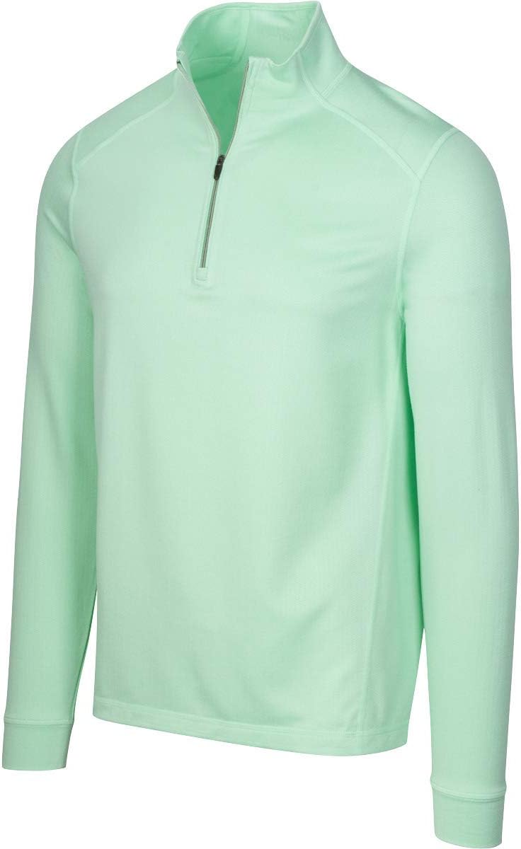 Greg Norman L/s Heathered Herringbone 1/4-zip Mock, Mint Heather, XXL