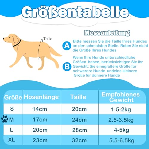 3 Stück Physiologische Hosen für Haustiere, Weiblich Hund Windel, Wiederverwendbare Hundewindel, Waschbar Hund Windeln Hose für weibliche Welpen und Hunde mit Harninkontinenz (M)