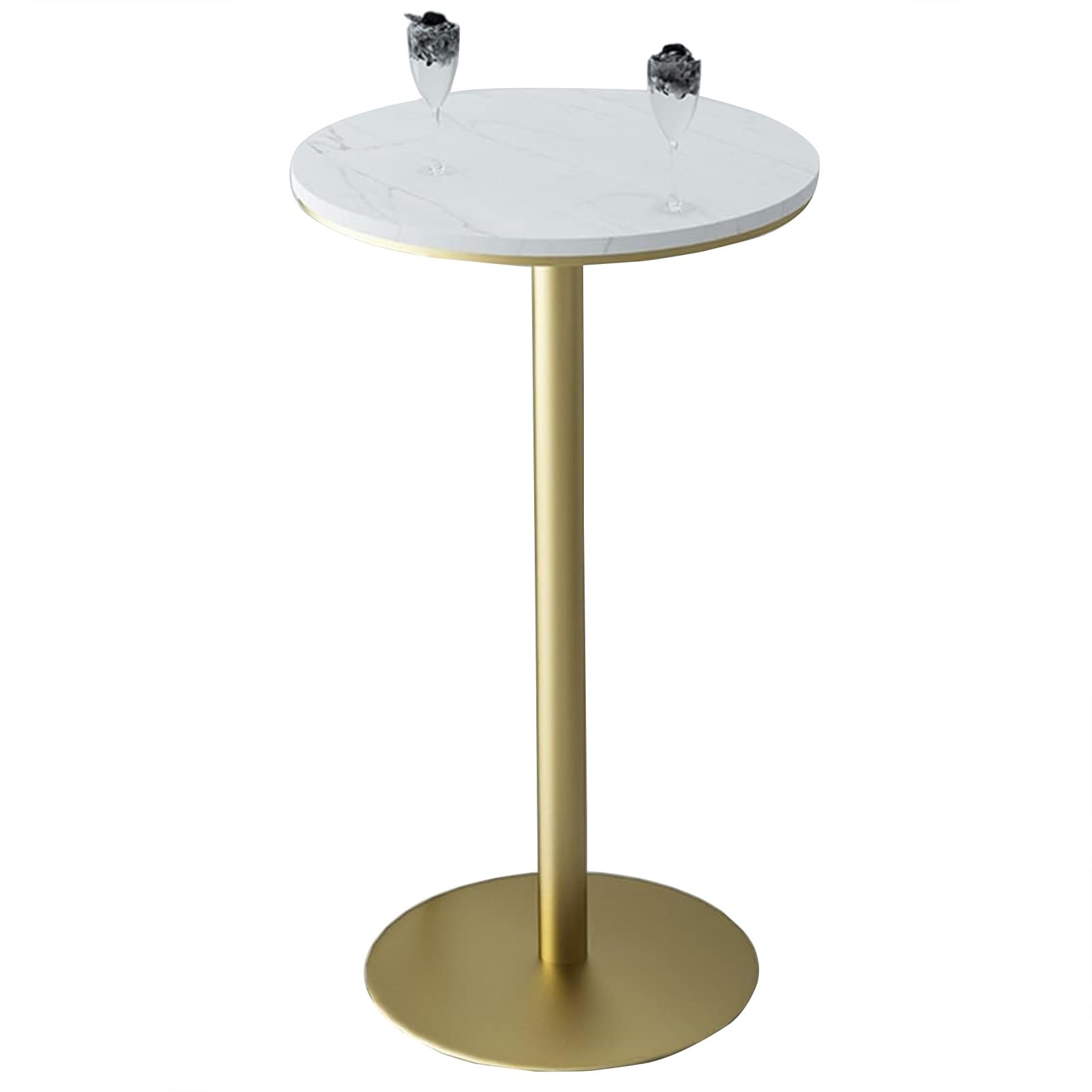 大理石調 丸型ハイテーブル ゴールド脚 直径76cm 高さ100cm Amazon｜KCNN サイドテーブル 丸 コーヒーテーブル 大理石
