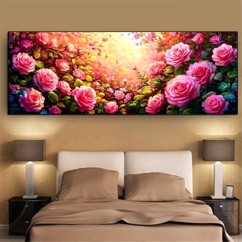 Broderie diamant rose kit complet grand format 40x120cm pour décoration salon - 2