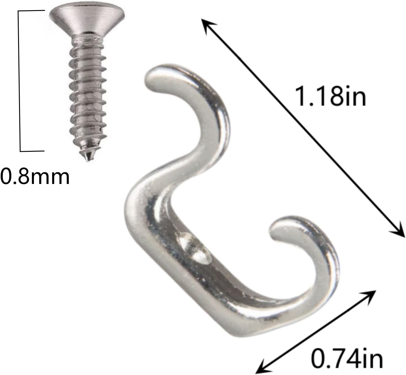 BeeSpring 8pcs Mini Small Double Hook Coat Hooks, Industrial Vintage Style Hardware Utility Hooks, Door Hook Drawer Hook with 8 Screws - Image 2