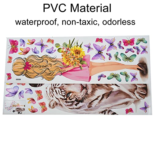 Vinilo Decorativo Tigre y Niña con Mariposas miniatura 3
