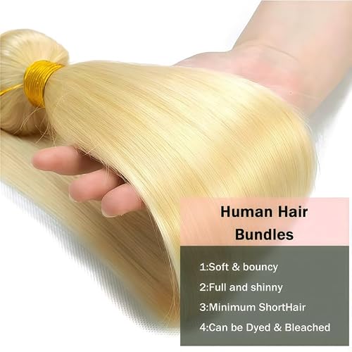 KODRHAR Blonde Bundles Human Hair 20 22 24 Inch 613 Straight 3 Bundles Human Hair 12A Grade Brazilian Virgin Hair Weave Extensions For Women 613 Color Bundles — view 4