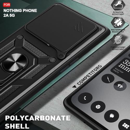Image of AIBEX Back Cover for Nothing Phone (2a) 5G / Nothing Phone (2a) Plus | D10 Tough Armor Case | Sliding Camera Shield | 360 Protection | Kickstand Ring Holder | Military-Grade Shockproof Bumper Case
