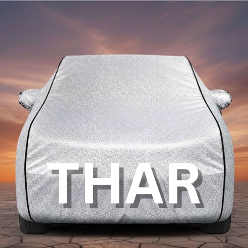 Image of Premium Silver Series 100% Waterproof Car Body Cover for Thar Cover (All Models) with Mirror Pockets | Triple Stitched, Elastic, Custom Fit, Heat Resistant, Anti-Dust, All-Weather Cover