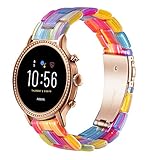 iLVANYA Watchband for Fossil Women's Gen 4 Venture HR/Gen 3 Q Venture, 18mm Pearl Resin Band Quick Release Strap Feminine Wristband for Fossil Women's Gen 4 Sport(Rainbow)