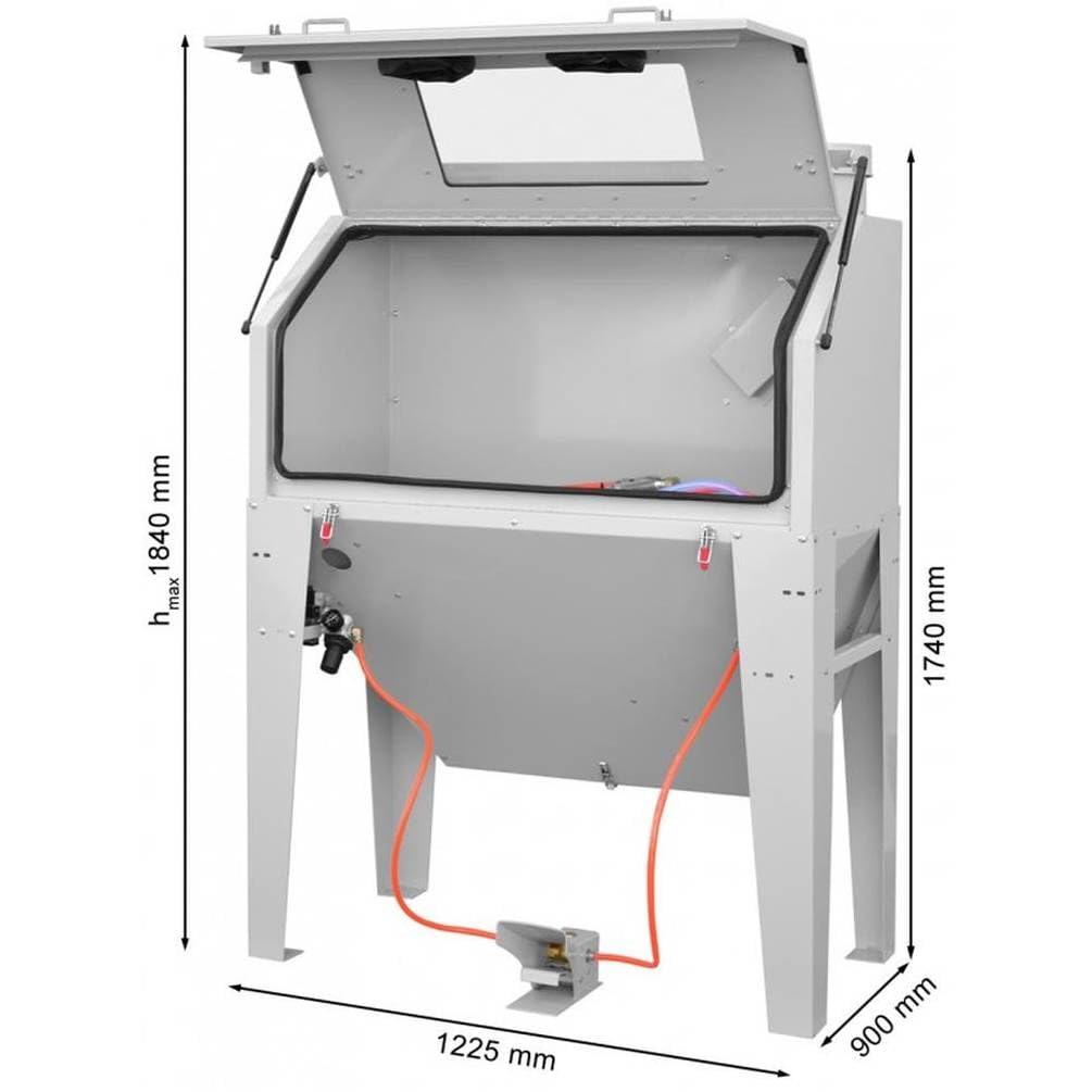 D-Work - Cabina de chorro de arena con aire comprimido (51,5 x 52 x 64 cm, estructura resistente, uso profesional, acero