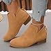 Brown Ankle Boots for Women No Heel 2025,Womens Ankle Booties,Women's Casual Dress Low Heeled Boot V Cut Fashion Thick Heel Design Shoes with Back Zipper