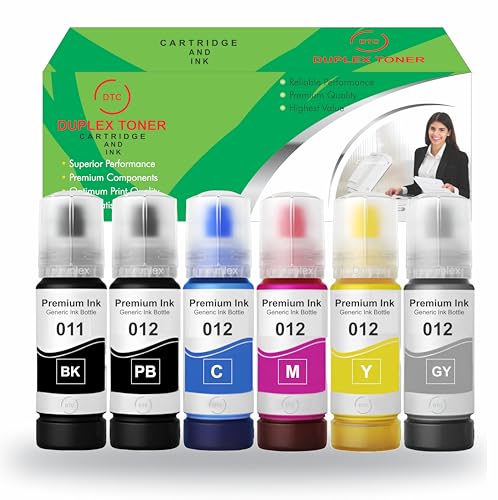 Image of Duplex DTC 011 & 012 Refill Ink Bottle Compatible with Epson Model L8180 and L8160 Printer (011 & 012 Ink Set)