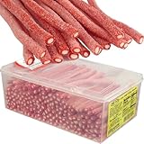 Fini Red Color White Fondant Filled Sour Licorice Sticks - 200 Pieces Tub