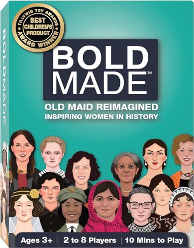 Bold Made Card Games for Kids & Adults - Unique Remake of Old Maid & Go Fish - Feminist Playing Cards, Co-Created by A 9 Year Old, Features 40 Hand-Drawn Portraits of Powerful Women in History