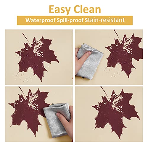 Thanksgiving Tablecloth, Autumn Maple Leaf Table Cloth, Fall Leaves Tablecloths, Waterproof Tablecover Square For Dinner Party Banquet Decoration, Khaki, 55 X 55 Inch #TOP6