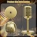 Windspeed 2 Pack Retro Microphone Props Model, Antique Micro Phone Prop for Vintage Microphone with Stand for Party Decorations Pretend Play(Not True)