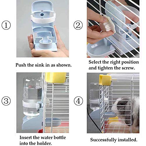 Kathson Rabbit Suspended Feeder Dispenser Hanging Water Fountain Automatic Bottle,Crate Bowl Removable Plastic Stainless Steel Pet Cage Coop Cup With Bolt Holder Set For Bunny Cat Dog And Other Animal thumb #1