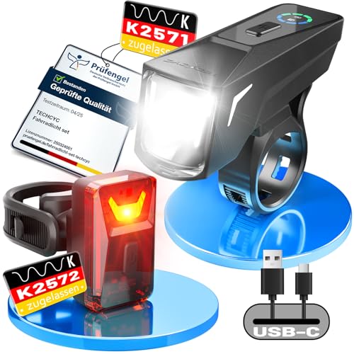 TECHCYC Fahrradlicht Set mit Lightsensesensor, Fahrradlampe bis zu 70 Lux...