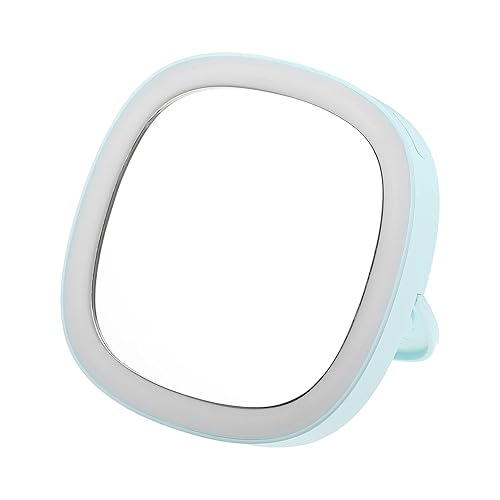 VOCOSTE Espejo de maquillaje con luces, espejo de tocador, 3 modos de iluminación de color, recargable con puerto USB, forma redonda, azul