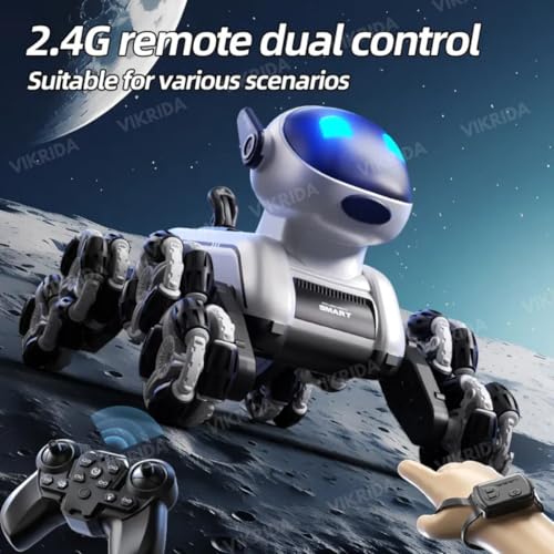 Image of VikriDA Remote Control Cars for Kids Adults, 8WD Gesture Sensor RC Stunt Car with Light, Music, RC Robot Dog Toys,Birthday Toy for 6 7 8 9 10 11 12 13 Years Old Boys Girls Kids,Black
