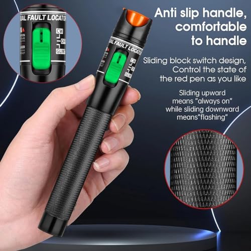 Image of Visual Fault Locator 30mW 30KM, VFL Fiber Optic Cable Tester Meter, Red Light Pen Tester Adapt LC /FC /SC /ST Interface, Fiber Network Cable Test Kit Fiber Light Source Testers