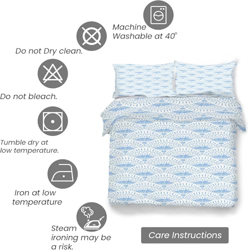 Housse de couette 240x260 avec fermeture éclair parure de lit bleue - 7
