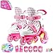 Sumeber Inline Kinder Skates Tri-Linie mit veränderbarer Länge Kid Jungen Mädchen Rollschuhe Outdoor/Indoor (Rosa, XS（27-30）)