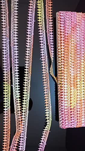 Image of JoJo Creations White Laces for All Types of Fabrics (GPO Multi Colour Leaves) 1 cm Wide 20 Meters
