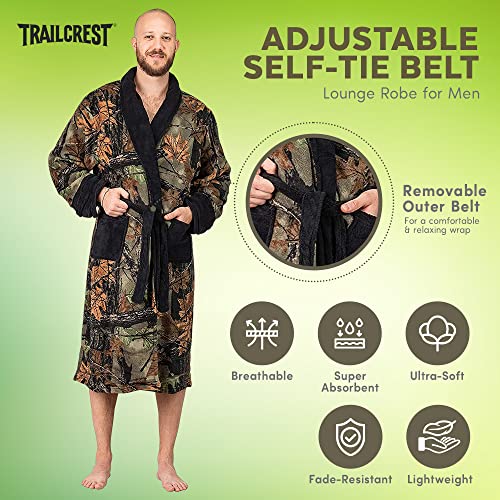 TrailCrest by Treel Men's Camo Polar Fleece Bathrobe with Shawl Collar4