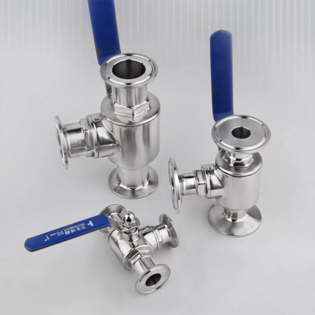 valvola a sfera, valvola a sfera in acciaio inox, Valvola a sfera sanitaria a 3 vie in acciaio inossidabile, porta T porta L 19/25/32/38/45/51mm Ghiera OD 50,5mm 64mm Valvola a sfera for liquidi alime