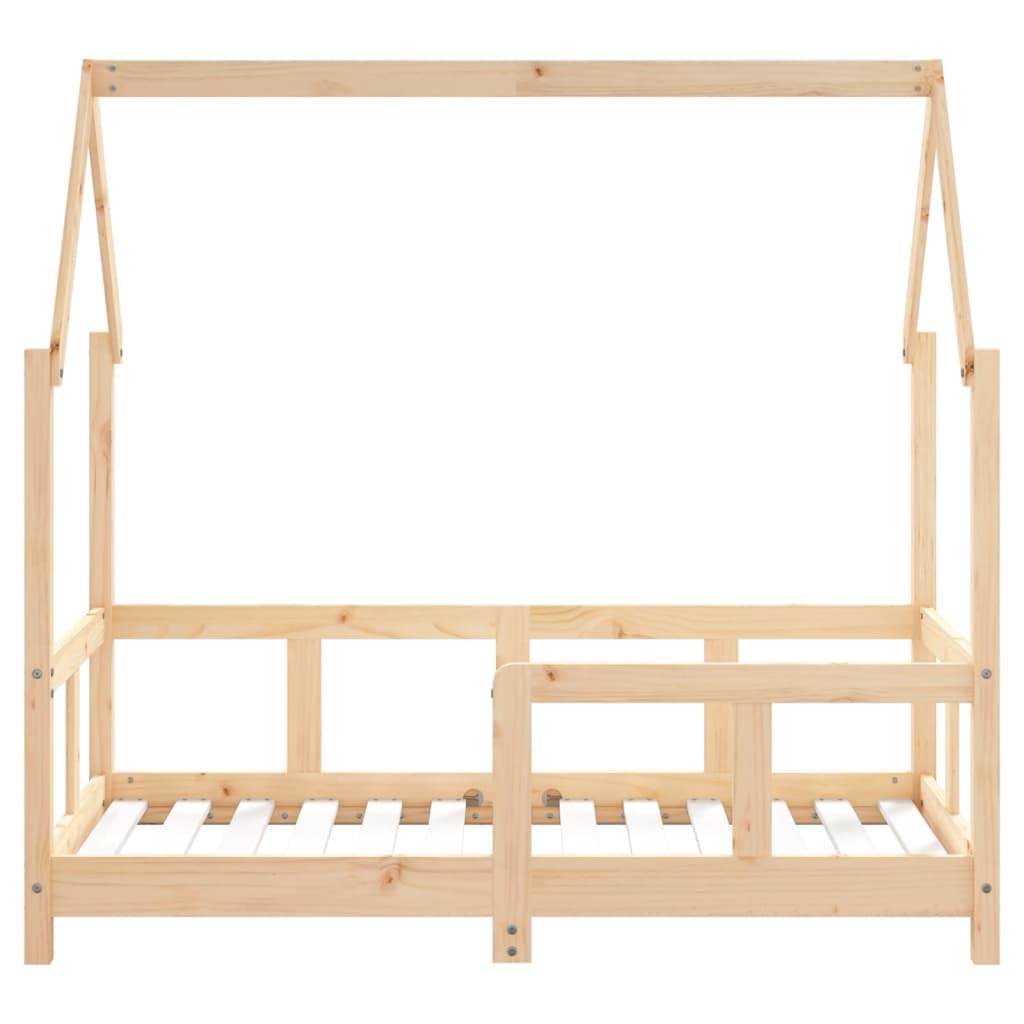 Lettino per bambini, 70 x 140 cm, in legno massello di pino con rete a doghe, letto a sbarre per bambini, spazio per dormire e area giochi, in legno stabile per la cameretta dei bambini