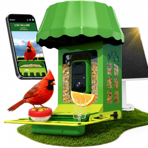 Image of Avinory Smart Metal Bird Feeder with Camera 2.5K HD, Solar Powered AI Bird Identifier 10000+ Species, Wireless,Live Stream&Color Night Vision,Squirrel Proof for Outdoor Birds Watching Gift, 32GB Card
