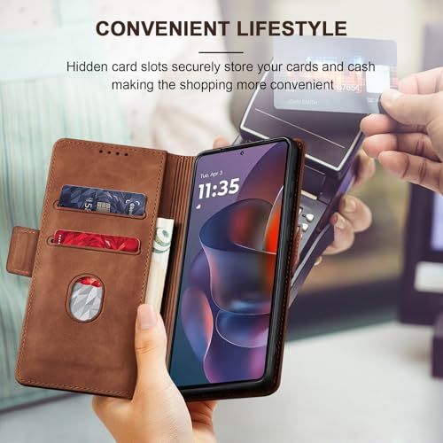Image of Jasonyu Flip Wallet Case for Moto G Stylus 5G (2025),Brown