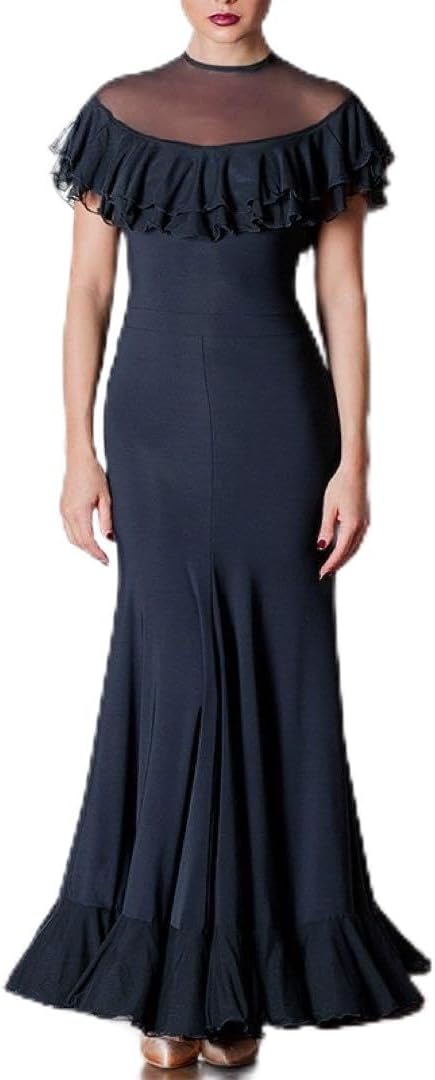 社交ダンスドレス　スカラップ裾広　裾フリルデザインモダン、ワルツダンスドレス 社交ダンスドレススカラップ裾広裾フリルデザインモダン、ワルツ