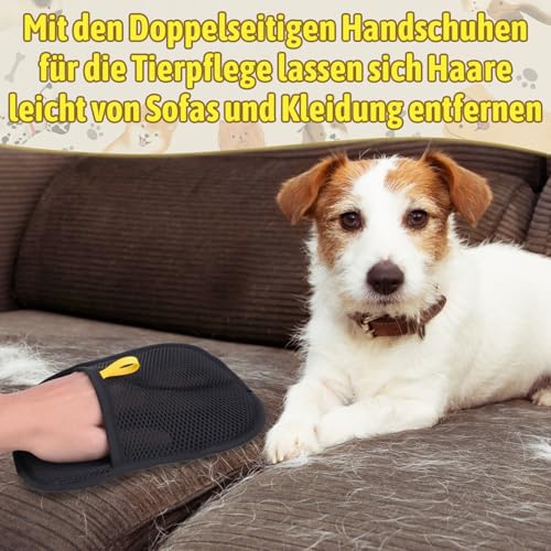 Fell Magnet Handschuh, Tierhaarentferner Handschuh Doppelseitig für Hunde & Katzen, Atmungsaktive Fellmagnet mit Statische, Wiederverwendbar, Double Sided Grooming Glove für Fellpflege im Alltag(2PCS)