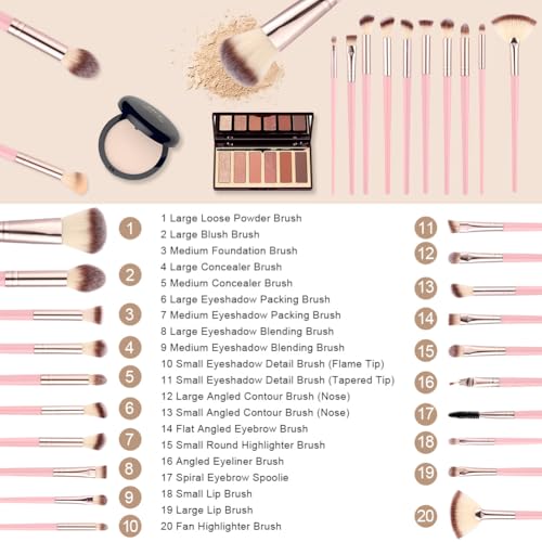 Vicloon Pinselset Makeup, 40 Stück Professionelle Pinsel Set, Premium Makeup Pinsel Set, Foundation Puder Lidschatten Concealer Pinsel für Gesicht und Auge Mit Schönheitsblender, Puderquaste