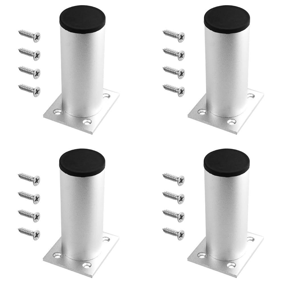 TOVOT 4PCS 10CM Adjustable Legs Round Kitchen Cabinets Legs Aluminium Alloy Furniture Legs Feet for Cabinet Sofa Cupboard