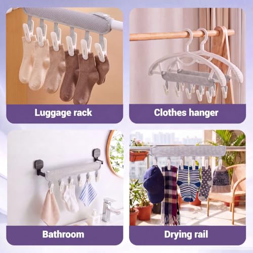 Travel Clothes Drying Hanger for Heated Clothes Airer & Clothes Drying Rack Clothesline, Foldable Portable Mesh Drying Rack with 6 Clips for Sock Underwear Bra Towel Home Cruise Outdoor 2 Pack - image 6
