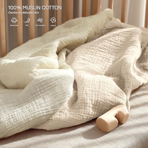 Image of lulumoon Pack and Play Sheets Muslin: Cotton Fitted Sheets for Pack N Play - Soft Playard Sheets for Boys and Girls 2Pack