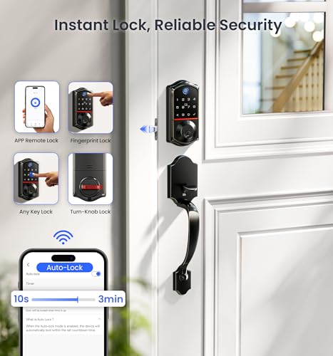 Veise VE017G-H Wi-Fi Smart Door Lock Deadbolt with Handle Set, Matte Black - image 7